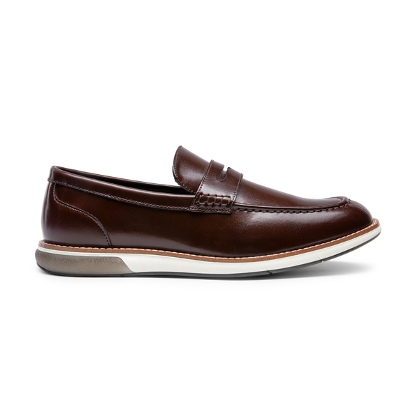 Men's Vegan Leather Slip-On Penny Loafers - DARK BROWN - 1